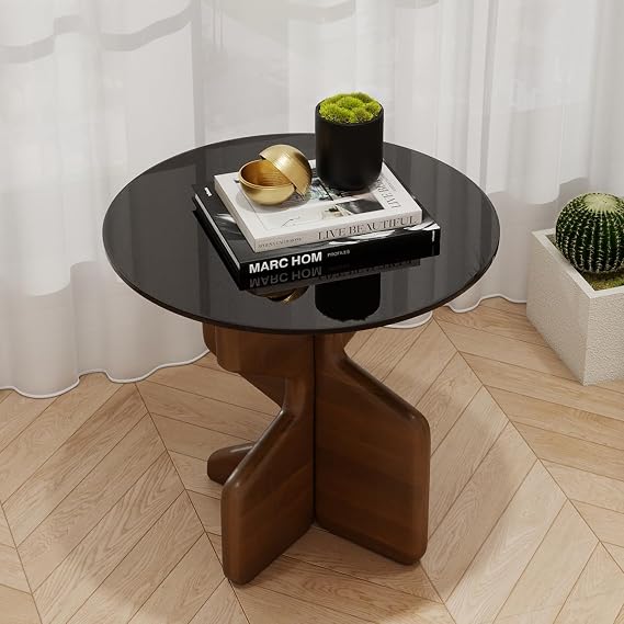 ChicFurnit 20" Round Glass Table Top,0.24" Thick Transparent Glass Dining Table Top,Flat Polished Edge Multipurpose Round Table Top for Patio Table Replacement, Coffee Table,and Restaurant Table,Black