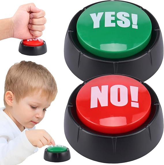 2Pcs Answer Buzzers for Quizzes, Fun Talking Buttons Portable Yes No Button with Sound Multipurpose Answer Button Game Show Buzzers for Classroom & Home Game Play
