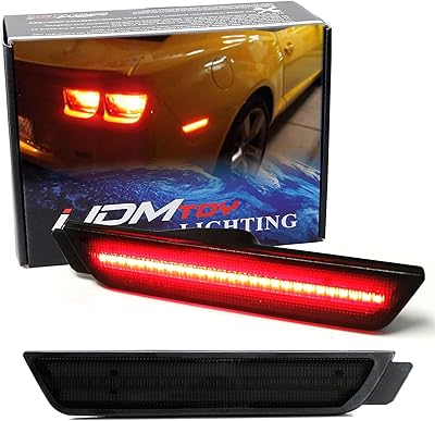 iJDMTOY Smoked Lens Red Full LED Rear Side Marker Light Kit Compatible With 2010-15 Chevy Camaro, Powered by 27-SMD LED, Replace OEM Back Sidemarker Lamps