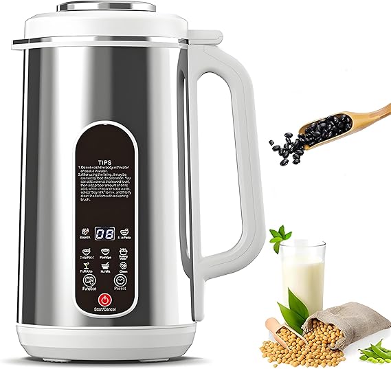 Nut Milk Maker Stainless Steel, 1.2l Juicer Soy Milk Machine with 12-blade Cutter, 24h Timer & Keep Warm, LED Display, Plant-base Milk Machine Homemade Milk With Almond, Cashew,Hazelnut, Pecan