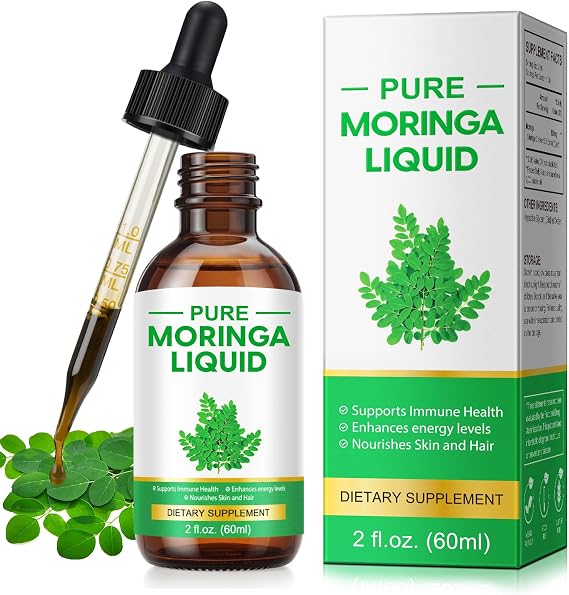 Pure Moringa Oleifera Liquid Drops for Energy,Organic Moringa Leaf Extract w.Turmeric,Black Pepper,Metabolism Immune Skin Joint & Gut,Leaf Extract 6X Absorption Than Powder Capsule Gummies