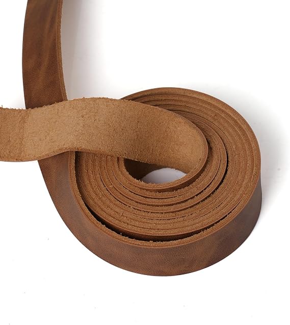 Leather Strap Leather Strips for Crafts Leather Belt Strips Wrap Single Sided 78 Inch Long for Crafts Wrapping Belt (Brown, 1 Inch)
