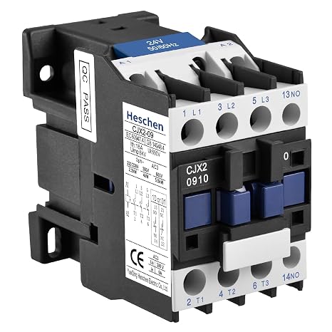 Heschen AC Contactor, 24V 50/60Hz Coil, 9A (AC-3), 3NO+1NO Aux, 3P