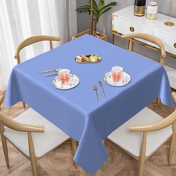 Square Table Cloth, Periwinkle Blue Tablecloths Washable Table Cover for Kitchen Dinning Party Tabletop Modern Decoration,54inch
