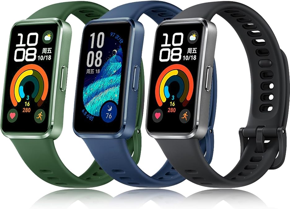 Compatible for Huawei Band 9 (8 & 9 & 10) Straps for Women Men, [3 Pack] Soft Silicone Band Replacement Multicolors Wristbands Compatible with Huawei Band 8/9/10