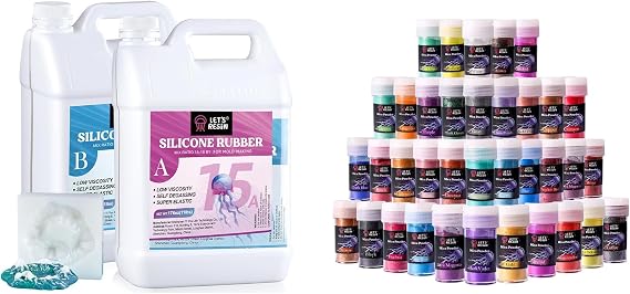 LET'S RESIN Silicone Mold Making Kit and 36 Colors Mica Powder