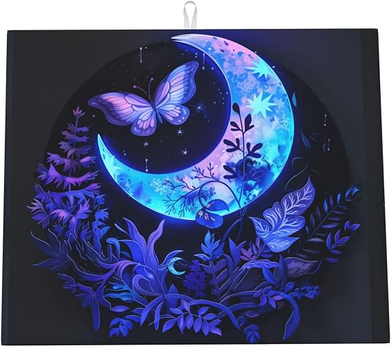 Blue Moon Butterfly Plant Dish Drying Mat For Kitchen Counter Dry Mats Microfiber Dish Drainer Mat Protector Pad Absorbent Fast Drying Kitchen Must-Have 16x18 Inch