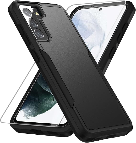 for Galaxy S21 FE 5G Case, with Screen Protector [Military Grade Drop Tested] Heavy-Duty Tough Rugged Shockproof Protective Case for Samsung Galaxy S21 FE 5G, Black
