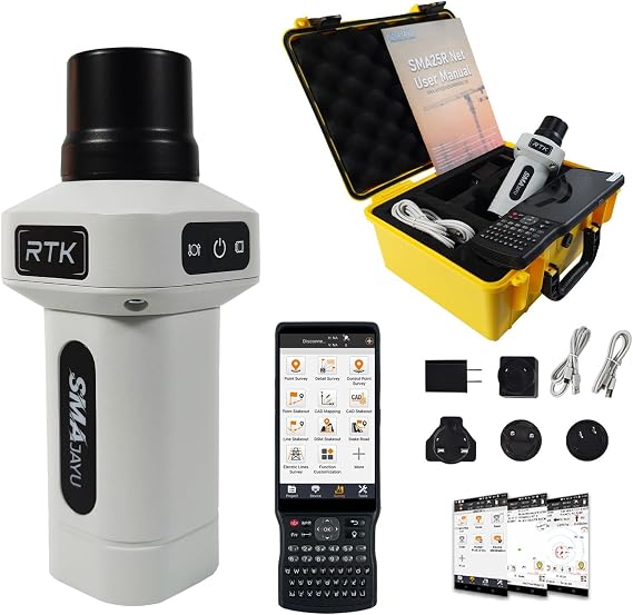 SMA25R Net GNSS RTK Rover Survey Equipment, Android Handheld GPS Positioning Receiver with Collector, 2.5cm by CORS Connection, 10cm Accuracy by PPP, IMU 60°, for Land Surveying, Construction