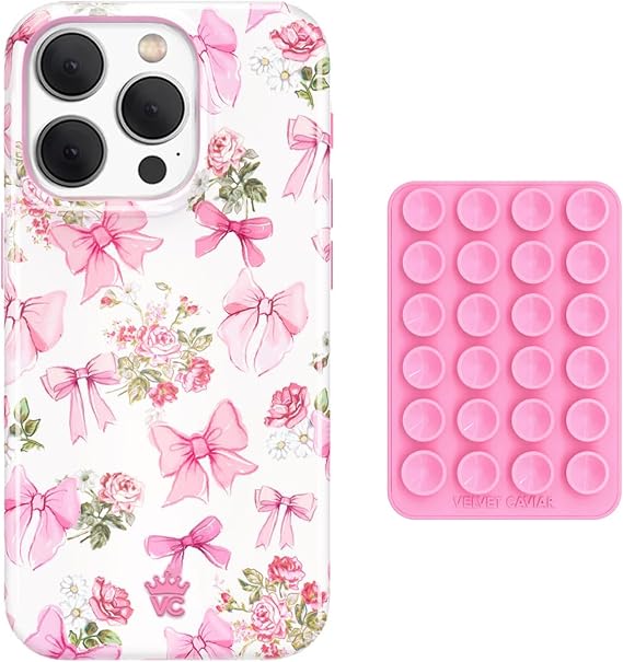 MagSafe Suction Phone Mount + iPhone 15 Pro Case (Bundle - Posie Pink Bow)