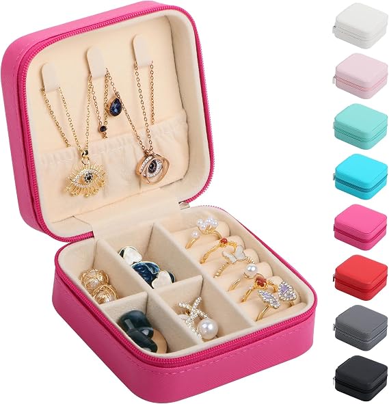 17Dec Small Travel Jewelry Case Organizer,Mini Travel Essentials for Women,Bridesmaid Gifts Birthday Gifts for Women,Small Jewelry Box for Girls 8-12