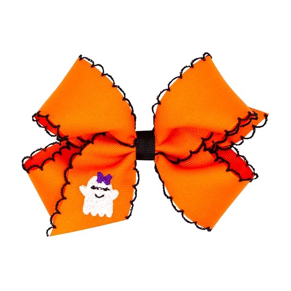 Wee Ones Girls' Halloween Themed Fall Color Hair Bows and Hair Accessories, Clips, Hairbands, and More, Medium, Ghost