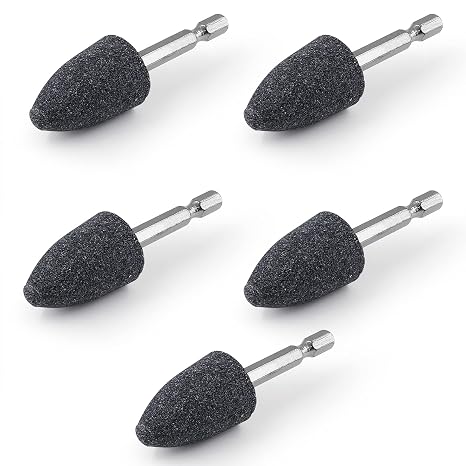 5PCS Abrasive Drill Bits Stone Grinding Bits, 1/4" Hex Shank Small Grinding Wheel Bits Rotary Tool Drill Bit Grinding Attachment, Grinding Point for Polishing, Deburring, Carving, Engraving