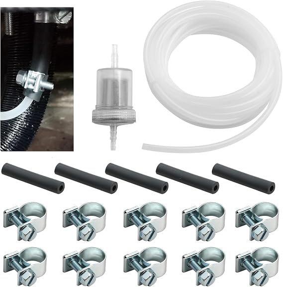 17PCS Diesel Heater Fuel Line Kit Car Air Parking Heater Tube Fuel Hose Line Pipe Filter Tube Replacement Fuel Pipe Line Hose Clip Fuel Filter crudefor Webasto Eberspacher