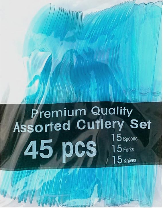 Aqua Blue Cutlery Set-45pcs
