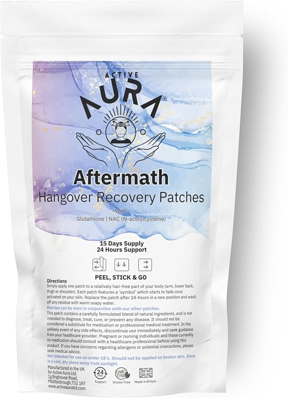 Active Aura | Aftermath Patches – Night-Out Routine Support | Powered by Matrix Patchtech™ | Plant-Powered Blend | Vegetarian & Gluten-Free | UK Manufactured | (15) Patches