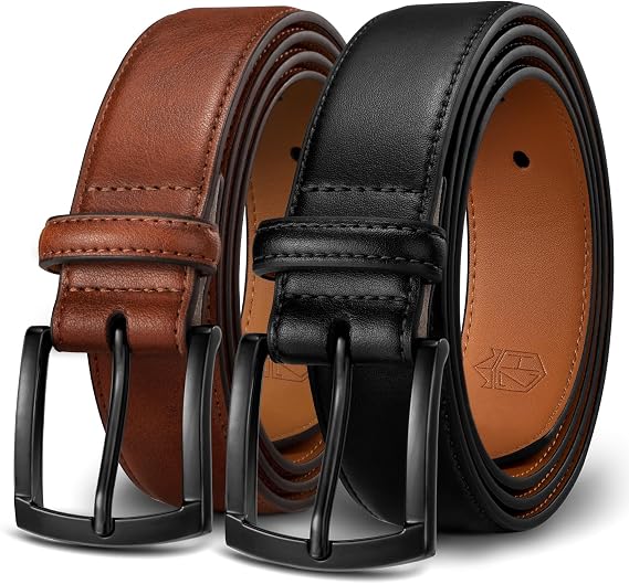 Zitahli Mens Belt 2 Pack - Men Leather Belts for Jeans Work and Golf Pants