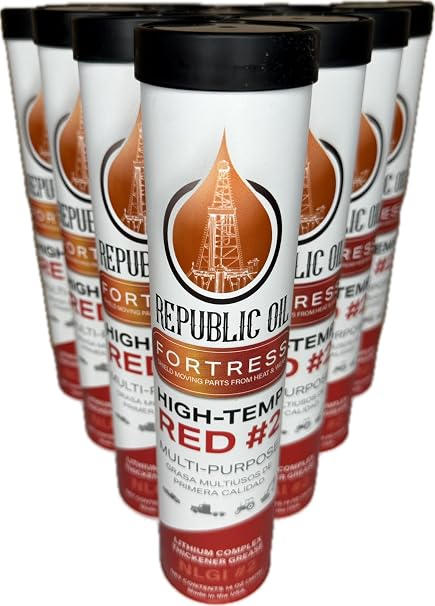 Republic Oil Premium Red #2 EP2 Lithium Complex Multi-Purpose Grease Tubes 10x14oz High Temp Heavy Duty Grease Tube for Wheel Bearings, Chassis, 5th Wheels, Agriculture & Construction Made in USA