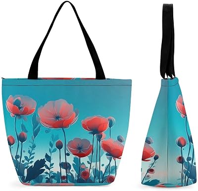 WEIHAKO Tote Bag for Women Reusable Grocery Bags Bright Aqua Blue Turquoise Tote Bag with Inner Pocket Shopping Handbag