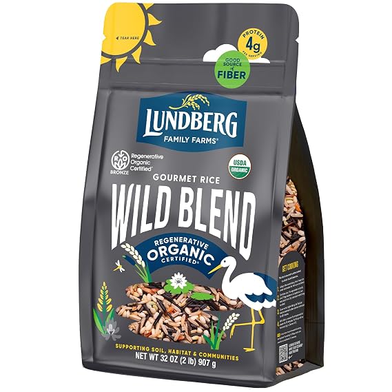 Lundberg Regenerative Organic Certified Wild Blend Rice Brown, Red & Black Varieties, 32 Oz