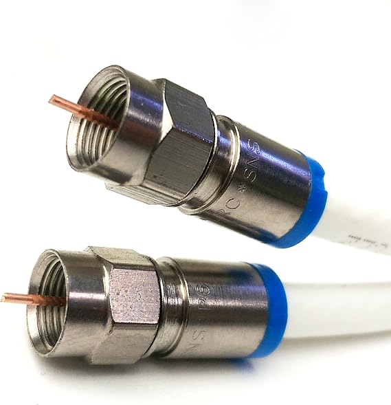 165ft Solid Copper 3Ghz UL CM CL2 Rated for in Wall Installation 75 Ohm Coaxial Rg6 Directv, Dish Network, Digital Cable Tv Video Cable Belden Blue Compression Connector