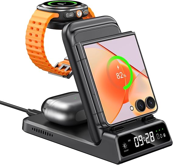 3-in-1 Charging Station for Samsung Z Flip 8/7/7 FE/6/5/4/3, SwanScout 703F