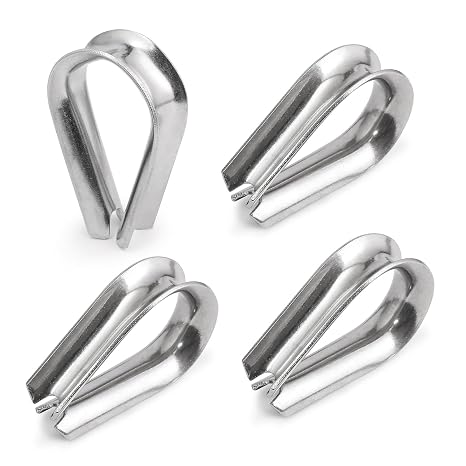 M12 Wire Rope Thimble, 304 Stainless Steel Thimble for 7/16-1/2 Inch Diameter Wire Rope, 4 Pieces