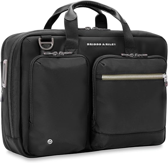 Briggs & Riley Medium Expandable Briefcase - Laptop Bag for Work & Travel, Briefs for Men & Women, Includes Shoulder Strap, Self-Repairing Zippers, Fits up to 15" Computer - HTA Collection, Black