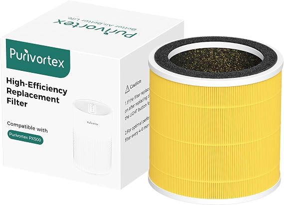 Purivortex PX500 Air Purifiers Pet Care HEPA Replacement Filter, 3-in-1 Filter, Yellow