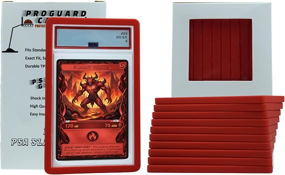 PSA Slab Bumper Guards 10PK (Red) for Standard Graded PSA Slabs | PSA Slab Protector - Strong TPU, Exact Fit Snap Tight Protection | Shock Absorption | Matte Finish