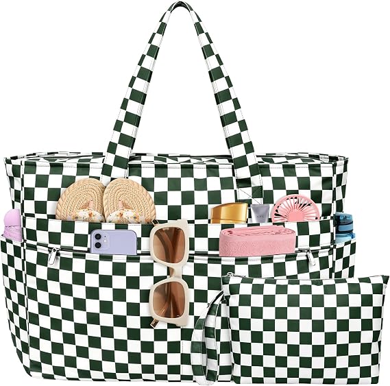 HUANLANG Extra Large Beach Bag Waterproof Beach Totes Bags for Women Men,Pool Bag with Zipper Wet Pocket