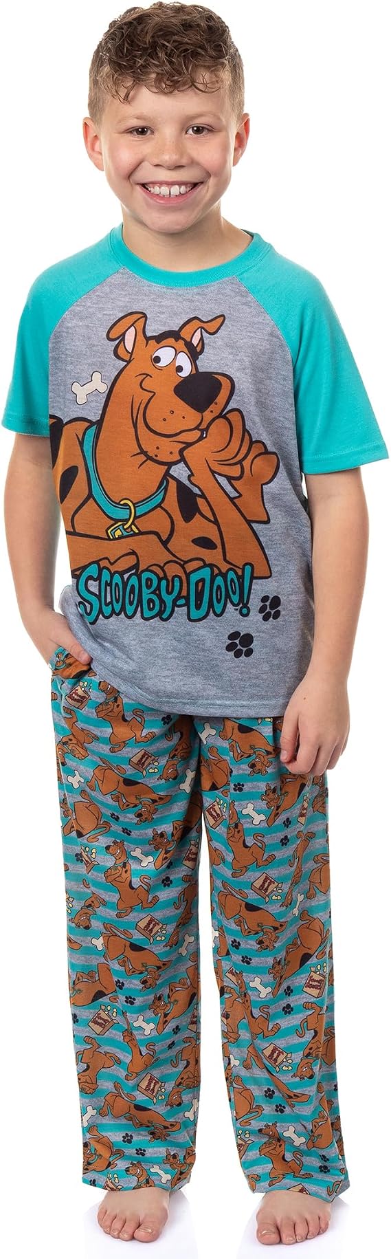 INTIMO Scooby-Doo Pajamas Boys' Chill Vibes Short Sleeves and Pants Sleep Set