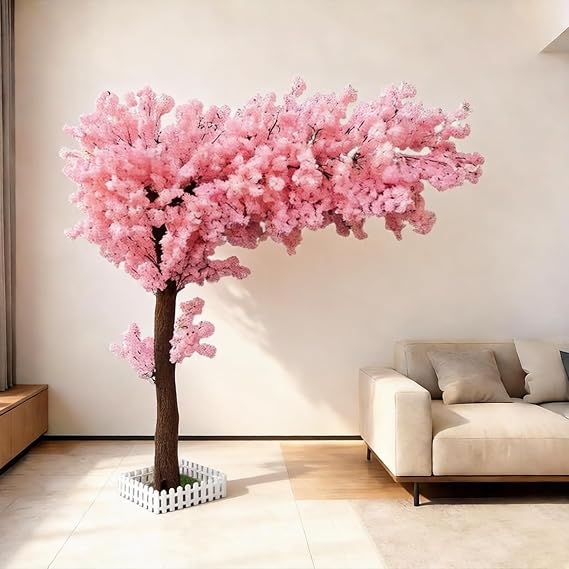 Artificial Cherry Blossom Trees, 6ft Faux Cherry Blossom Tree for Office Home Wedding Office Living Room House Indoor Outdoor Decor,Pink-6x5ft