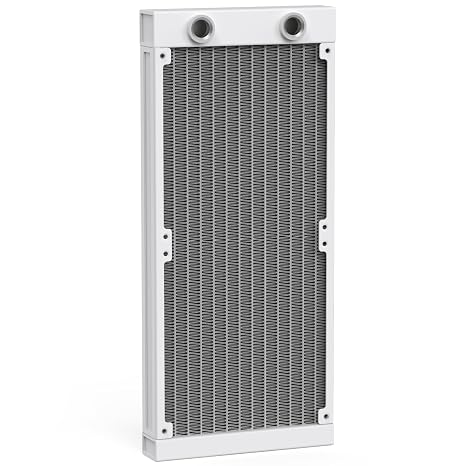 CLYXGS Water Cooling Radiator, 12 Pipe G1/4 Thread Heat Row Radiator 12 Pipe Aluminum Heat Exchanger Radiator for PC CPU Computer Water Cool System 240mm White