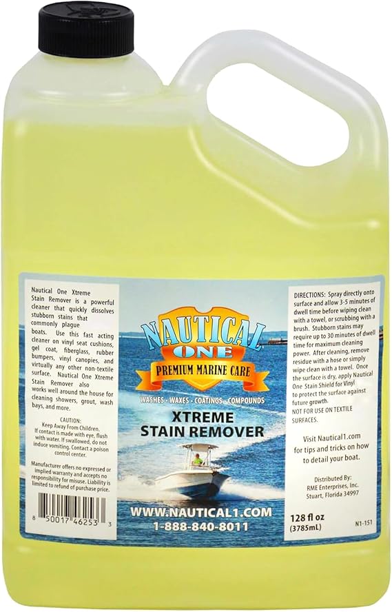 Nautical One - Xtreme Stain Remover | Non-Bleach Spray for Boat Interior & Exterior (128 oz)