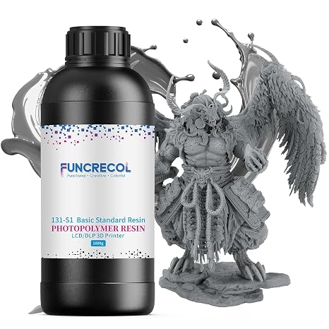 3D Printer Resin, 16K Upgraded Standard Photopolymer Resin, 405nm Fast UV-Curing Low Odor High Precision 3D Printing Resin for LCD/DLP/MSLA 3D Printer, 16K Grey 1000g
