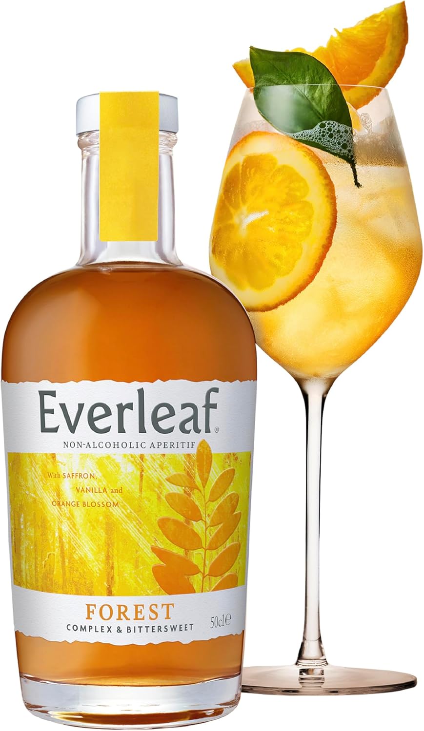 Everleaf Forest - Non-Alcoholic Aperitif 50cl | Spirit Alternative | Prepare Easy Alcohol-Free Cocktails & Spritzes for Everyday Enjoyment | Made from Saffron, Vanilla & Orange Blossom | Drinks Gift