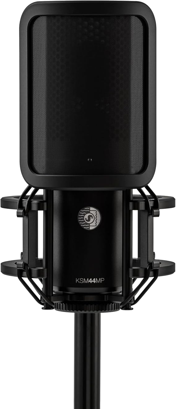 Shure KSM44MP Large Diaphragm Multi-Pattern Microphone - 1 Capsule, Selectable Patterns, Flat Response, Low Self-Noise, Includes Shock Mount & Pop Filter
