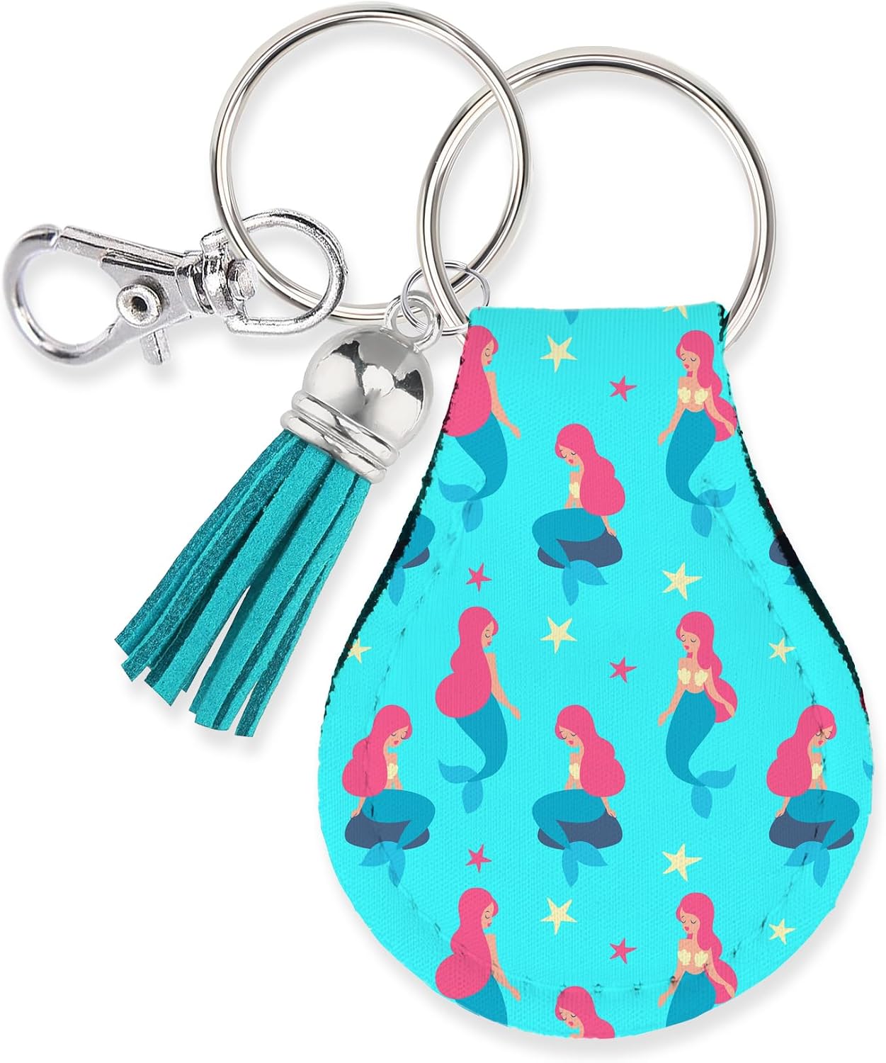 Jolitee Neoprene Compatible with Apple AirTag Case Keychain – Durable & Stylish Holder with Secure Ring and Clip (Mermaid)
