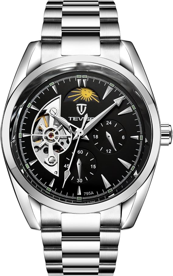Men's Watch -Tourbillon Moon Phase - Automatic Mechanical - Luminous Waterproof (Gold)