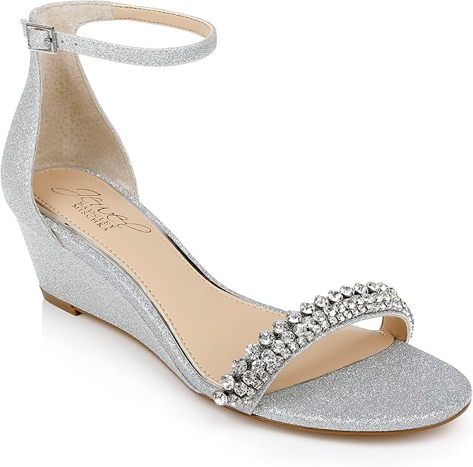 Jewel Badgley Mischka Lora Low Wedge Sandals