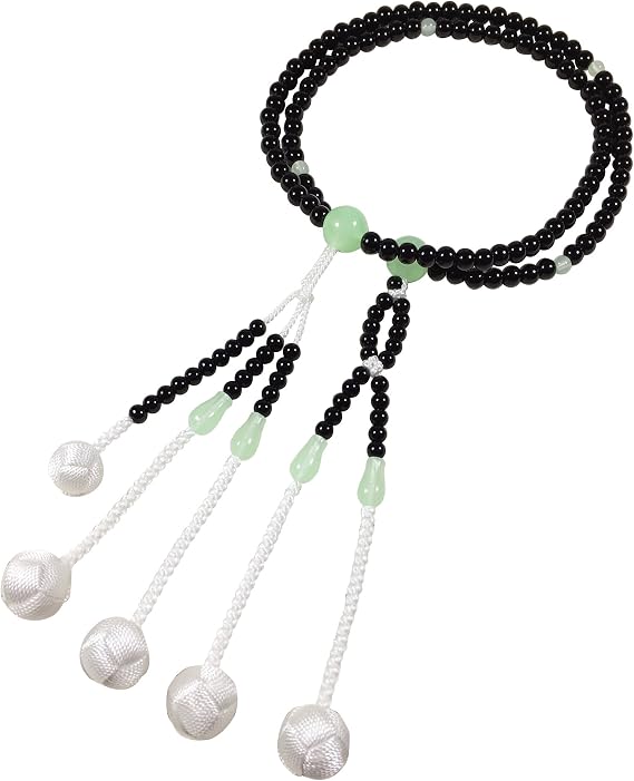 UMT Buddhist Prayer Beads Nichiren shoshu juzu Senior Plastic Agate PC Green Jade and White Woven Balls