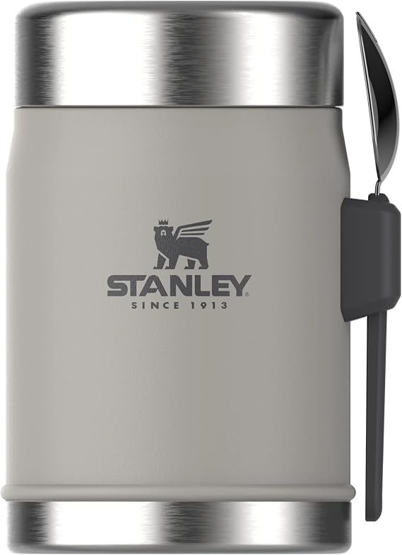 STANLEY Classic Legendary Yemek Termosu + Kaşık 0.4 Litre - Gri (Ash) | Paslanmaz Çelik