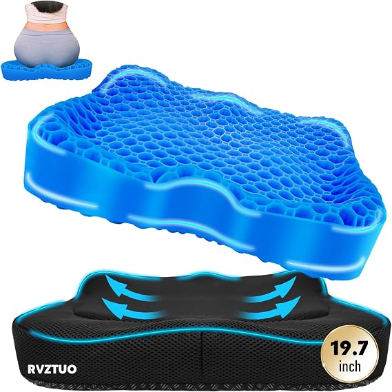 Gel Seat Cushion, Thickened Big Breathable Honeycomb Design Absorbs Pressure Points Gel Cushion with Anti-Slip Cover Seat Cushion for Office Chair Home Car Stadium Bleachers