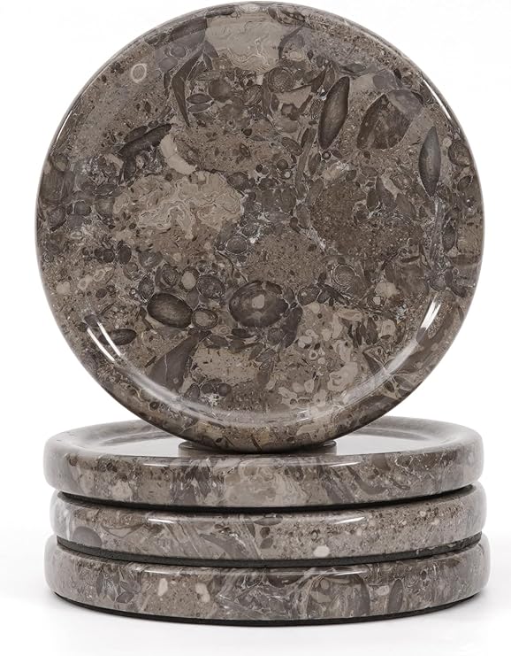 Marble Oceanic Coasters Set of 4 | Round Handmade Modern 4" Inches Coasters for Drink, Stylish Drink Coaster for Dining Table & Ideal Kitchen Countertop Decor
