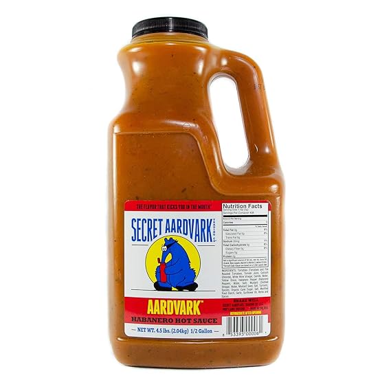 Secret Aardvark Habanero Hot Sauce, Non-GMO, Low Carb, Low Sugar, 64 fl oz | Medium Spiced Bulk BBQ Marinade, Roasted Tomatoes, Low Carb, Vegan, Dairy-Free, No HFCS, Restaurant Supply, Foodservice Size