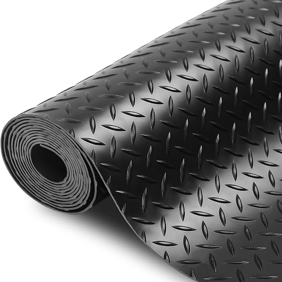 Garage Floor Mat, Rubber Sheet, Thickness 0.1 inch 3 mm, Width 3.3 ft 1 m, Length 16.4 ft 5 m, Surface Non-Slip Construction, Insulated, Suitable for Parking Lots, Warehouses, Basements