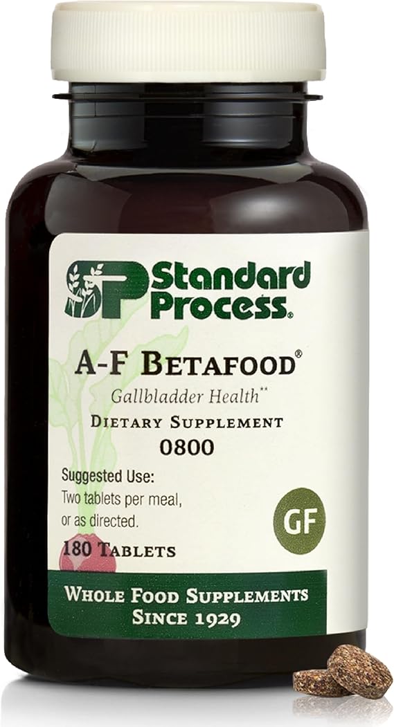 Standard Process A-F Betafood - Support Gallbladder Health & Liver Care - Aids Lipid Metabolism & Bowel Functioning with Vitamins A & B6 - Gluten-Free, Non-Dairy & Non-Soy - 180 Tablets 90 Servings