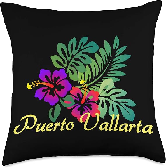 Puerto Vallarta Beach Tropical Flower Surf Vacay Throw Pillow