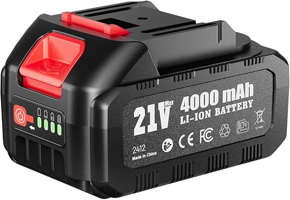 Seesii Upgraded 1PCS 21V 4000mAh Original Rechargeable Battery | Compatible with All Tools, Impact Wrench, Mini Chainsaw, Pole Saw, Pruning Shears,Up to 30 Mins Runtime